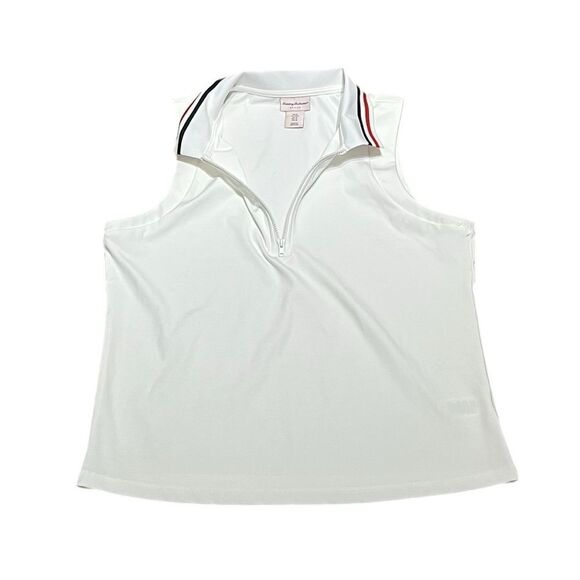 Tommy Bahama Active Wear White Sleeveless Quarter Zip Shirt, Size M - Picture 2 of 7